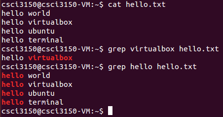 `grep` example